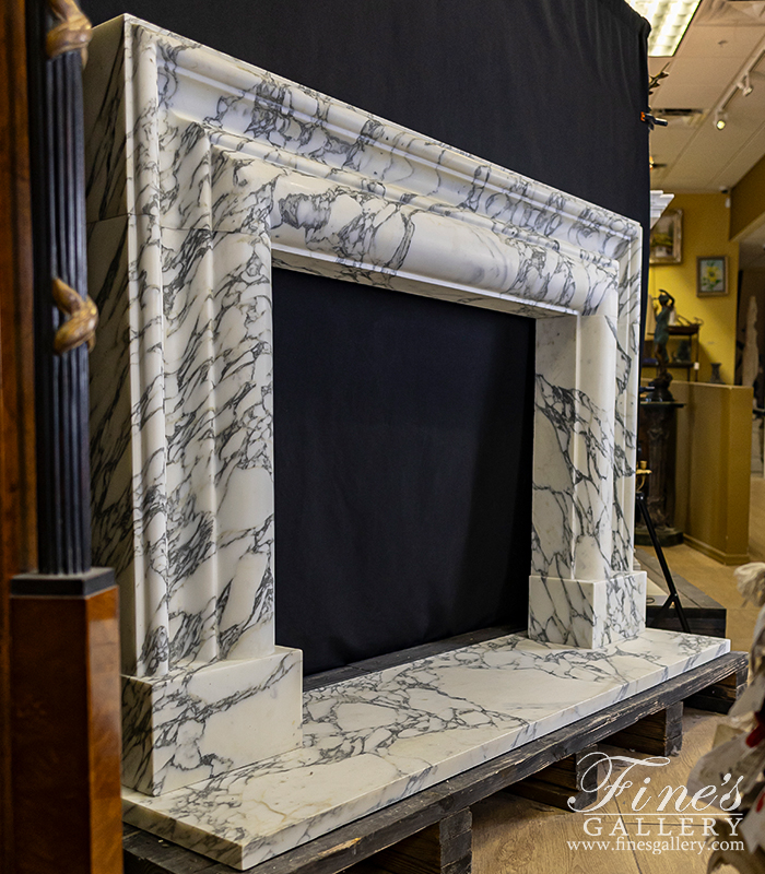 Marble Fireplaces  - Rare Bolection Style Fireplace Mantel In Italian Arabascato Calacatta Marble - MFP-2525